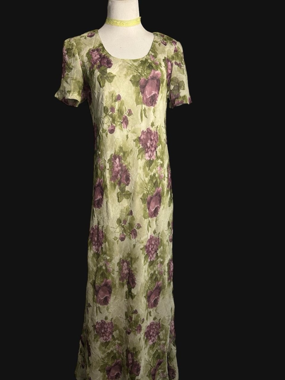 Michael Blaur Floral Green and Purple Maxi Dress